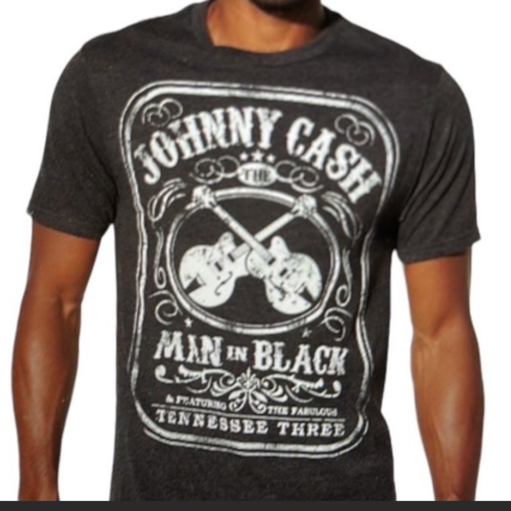 Zion Rootswear Cotton Blend Johnny Cash Man in Black Graphic Tee Short Sleeve 🩶